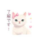 小さなハートと白猫スタンプ（個別スタンプ：5）