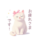 小さなハートと白猫スタンプ（個別スタンプ：6）
