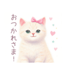 小さなハートと白猫スタンプ（個別スタンプ：11）