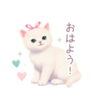小さなハートと白猫スタンプ（個別スタンプ：13）