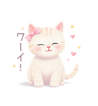 小さなハートと白猫スタンプ（個別スタンプ：38）