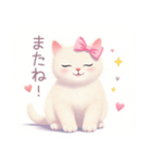 小さなハートと白猫スタンプ（個別スタンプ：40）