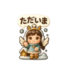 毎日使える冬の天使ちゃんぷくっとシール（個別スタンプ：4）