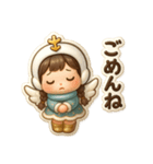 毎日使える冬の天使ちゃんぷくっとシール（個別スタンプ：6）