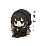いじけ虫さん、引きこもりさん、黒パーカー（個別スタンプ：2）