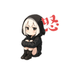 いじけ虫さん、引きこもりさん、黒パーカー（個別スタンプ：14）