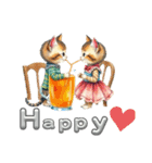 猫の仲良くあいさつ（個別スタンプ：3）