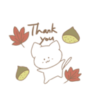 【秋】シンプルゆるかわ猫 日常（個別スタンプ：1）