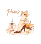 秋のパリジェンヌ キャット(フランスの猫)（個別スタンプ：1）