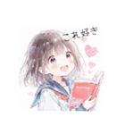 本好きの少女#1（個別スタンプ：8）