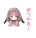 たれ耳うさぎパーカーの女の子★グルチャ（個別スタンプ：3）
