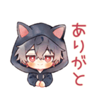 黒猫耳パーカーくん★日常（個別スタンプ：3）