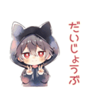 黒猫耳パーカーくん★日常（個別スタンプ：13）