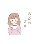 女の子と白うさぎのスタンプ（個別スタンプ：1）
