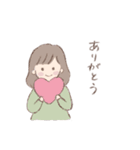 女の子と白うさぎのスタンプ（個別スタンプ：4）