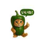 野菜を着た猫（個別スタンプ：4）