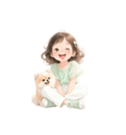 ふわもこフレンズ – 女の子と子犬スタンプ（個別スタンプ：4）