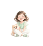 ふわもこフレンズ – 女の子と子犬スタンプ（個別スタンプ：5）