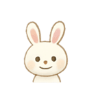 ふんわり優しいウサギ・シマエナガ(絵本風)（個別スタンプ：1）