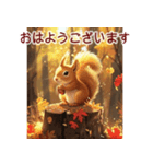 背景に落ち葉が舞う✨-素敵な秋の風景-（個別スタンプ：1）