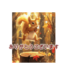 背景に落ち葉が舞う✨-素敵な秋の風景-（個別スタンプ：6）