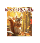 背景に落ち葉が舞う✨-素敵な秋の風景-（個別スタンプ：8）