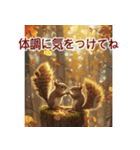 背景に落ち葉が舞う✨-素敵な秋の風景-（個別スタンプ：9）