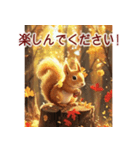 背景に落ち葉が舞う✨-素敵な秋の風景-（個別スタンプ：14）