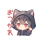 恋人返信★黒猫耳パーカーくん（個別スタンプ：3）