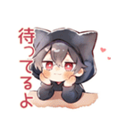 恋人返信★黒猫耳パーカーくん（個別スタンプ：33）