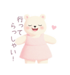 ピンクワンピースの白くまスタンプ（個別スタンプ：19）