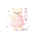 ピンクワンピースの白くまスタンプ（個別スタンプ：22）