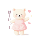 ピンクワンピースの白くまスタンプ（個別スタンプ：25）