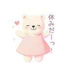 ピンクワンピースの白くまスタンプ（個別スタンプ：30）