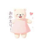 ピンクワンピースの白くまスタンプ（個別スタンプ：32）