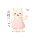 ピンクワンピースの白くまスタンプ（個別スタンプ：33）