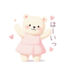 ピンクワンピースの白くまスタンプ（個別スタンプ：35）