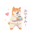 素朴なパジャマの柴犬スタンプ（個別スタンプ：6）