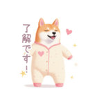 素朴なパジャマの柴犬スタンプ（個別スタンプ：8）