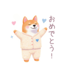 素朴なパジャマの柴犬スタンプ（個別スタンプ：9）