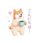素朴なパジャマの柴犬スタンプ（個別スタンプ：12）
