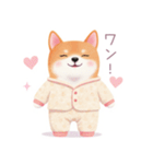 素朴なパジャマの柴犬スタンプ（個別スタンプ：22）