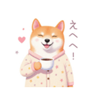 素朴なパジャマの柴犬スタンプ（個別スタンプ：32）
