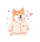 素朴なパジャマの柴犬スタンプ（個別スタンプ：34）