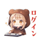ゆるゲーマーなくま耳パーカーの女の子（個別スタンプ：17）