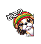 ラスタマン犬のジャマイカレゲエスタンプ（個別スタンプ：4）