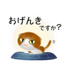 色々な猫12-2 短毛-垂れ耳-茶トラ白（個別スタンプ：4）