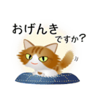 色々な猫12-3 長毛-立ち耳-茶トラ白（個別スタンプ：4）