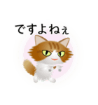色々な猫12-3 長毛-立ち耳-茶トラ白（個別スタンプ：23）