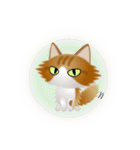 色々な猫12-3 長毛-立ち耳-茶トラ白（個別スタンプ：37）